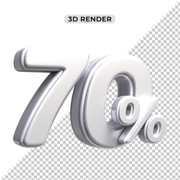 Descuento de ventas de 3d Número 70 por ciento de la etiqueta de precio para el concepto de promoción de ventas por 3d render