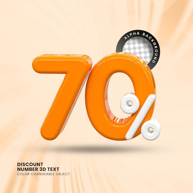 Descuento de ventas 3d Número 70 precio porcentual para el concepto de promoción de venta de descuento por renderizado 3d