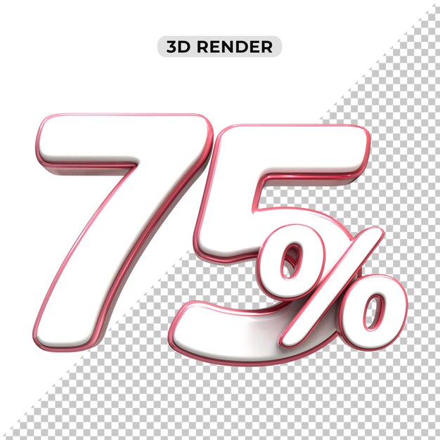Descuento de ventas de 3d Número 75 por ciento de la etiqueta de precio para el concepto de promoción de ventas por 3d render