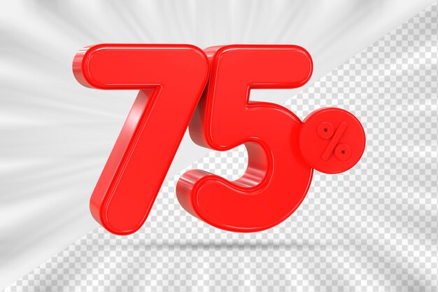 Descuento de ventas 3d Número 75 precio porcentual para el concepto de promoción de venta de descuento por renderizado 3d