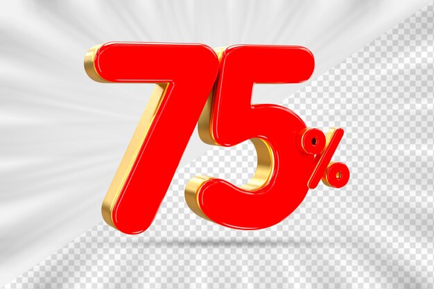 Descuento de ventas 3d Número 75 precio porcentual para el concepto de promoción de venta de descuento por renderizado 3d