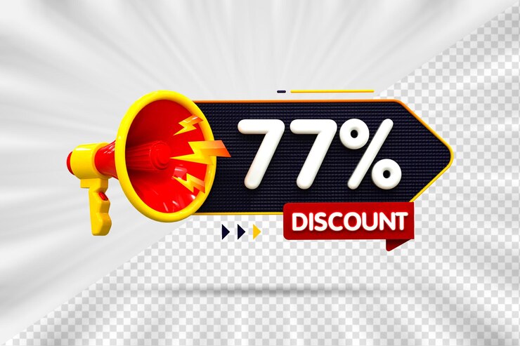 PSD descuento de ventas de 3d número 77 etiqueta de precio porcentual para el concepto de promoción de ventas de descuento por 3d render