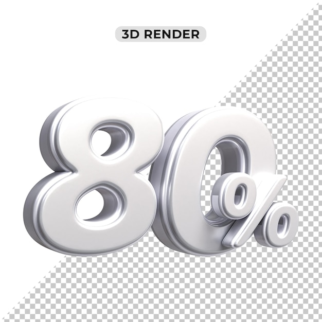 Descuento de ventas de 3d Número 80 por ciento de la etiqueta de precio para el concepto de promoción de ventas por 3d render