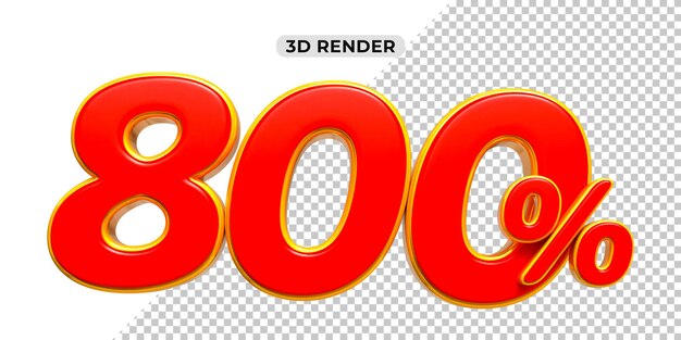 Descuento de ventas de 3D Número 800 por ciento de la etiqueta de precio para el concepto de promoción de ventas por 3D render