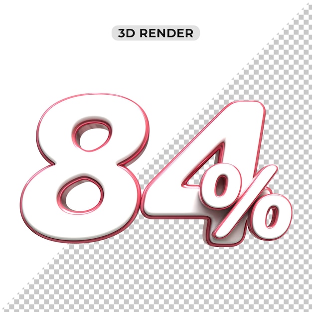 Descuento de ventas de 3d Número 84 por ciento de la etiqueta de precio para el concepto de promoción de ventas por 3d render