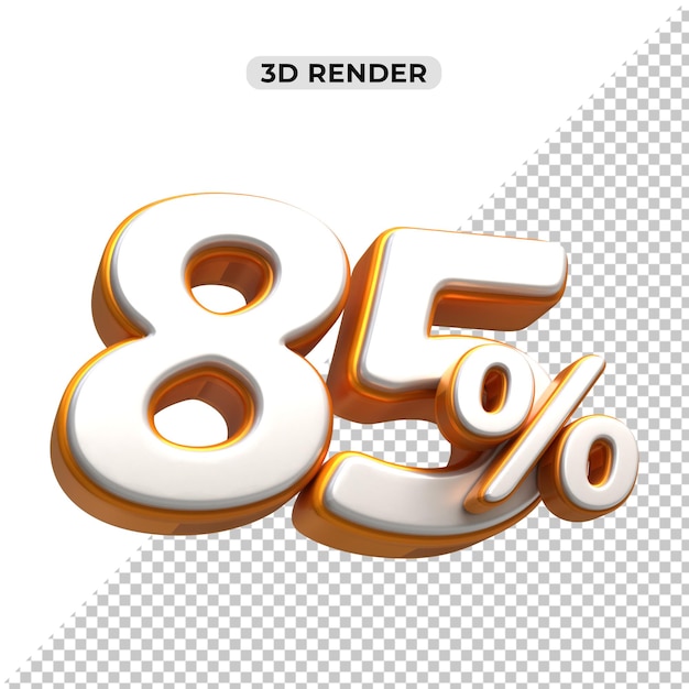 Descuento de ventas de 3d Número 85 por ciento de la etiqueta de precio para el concepto de promoción de ventas por 3d render