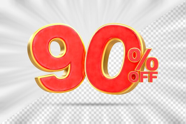Descuento de ventas 3d Número 90 precio porcentual para el concepto de promoción de venta de descuento por renderizado 3d