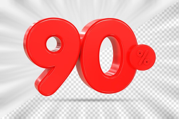 Descuento de ventas 3d Número 90 precio porcentual para el concepto de promoción de venta de descuento por renderizado 3d