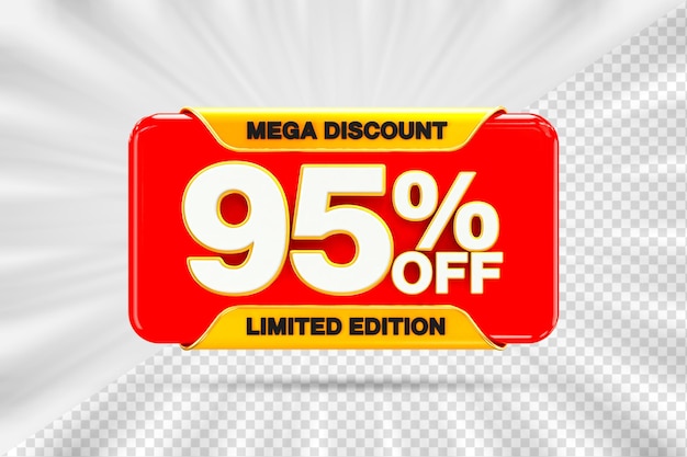 Descuento de ventas 3d Número 95 precio porcentual para el concepto de promoción de venta de descuento por renderizado 3d