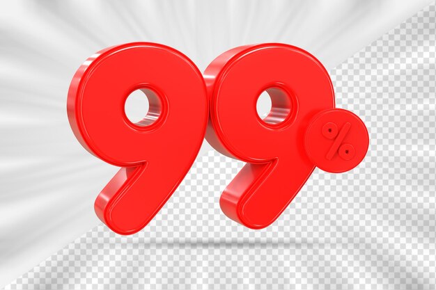 Descuento de ventas 3D Número 99 precio porcentual para el concepto de promoción de venta de descuento por renderizado 3D