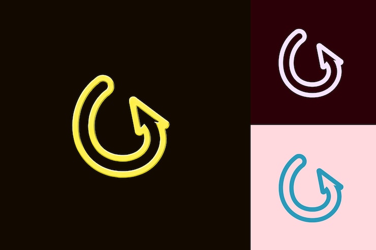 PSD desdê o ícone com uma flecha apontando para a esquerda e um pequeno loo desenhos de ícones minimalistas abstratos