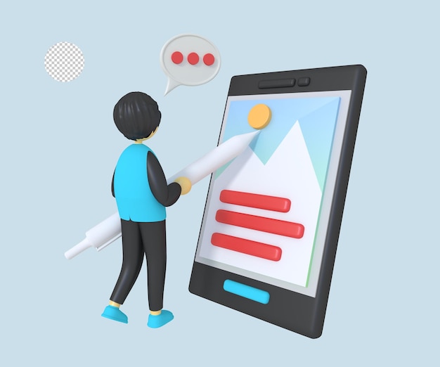 Desenhista de UI trabalhando em seu projeto