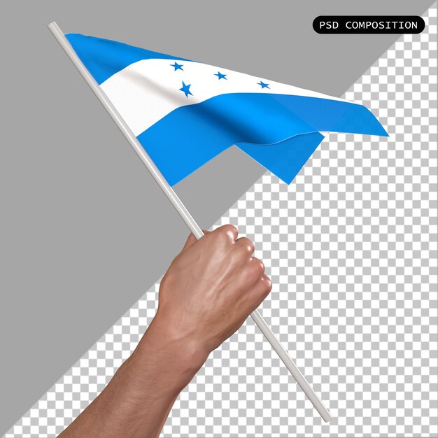 PSD desenho 3d da bandeira do país honduras e ilustração isolada de renderização 3d elegante