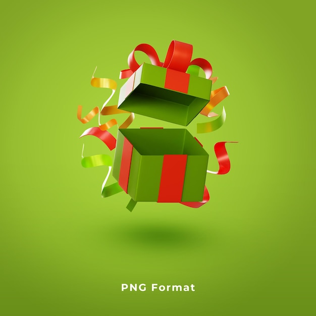 PSD desenho 3d de caixa de presente verde