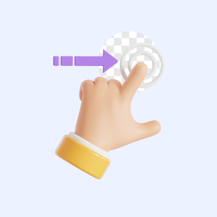 PSD desenho 3d de mão deslizando para cima