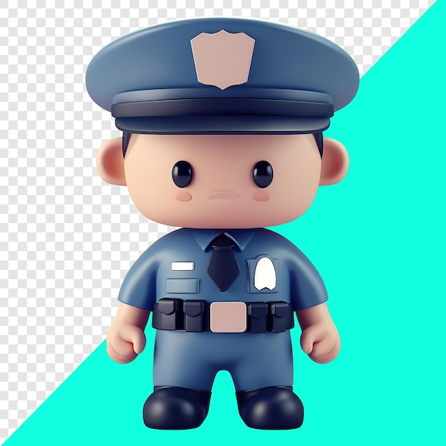 Desenho 3d de personagens policiais bonitos adequado para elementos de segurança e design