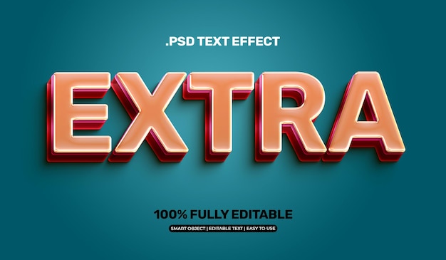 Desenho 3D extra Efeito de estilo de texto