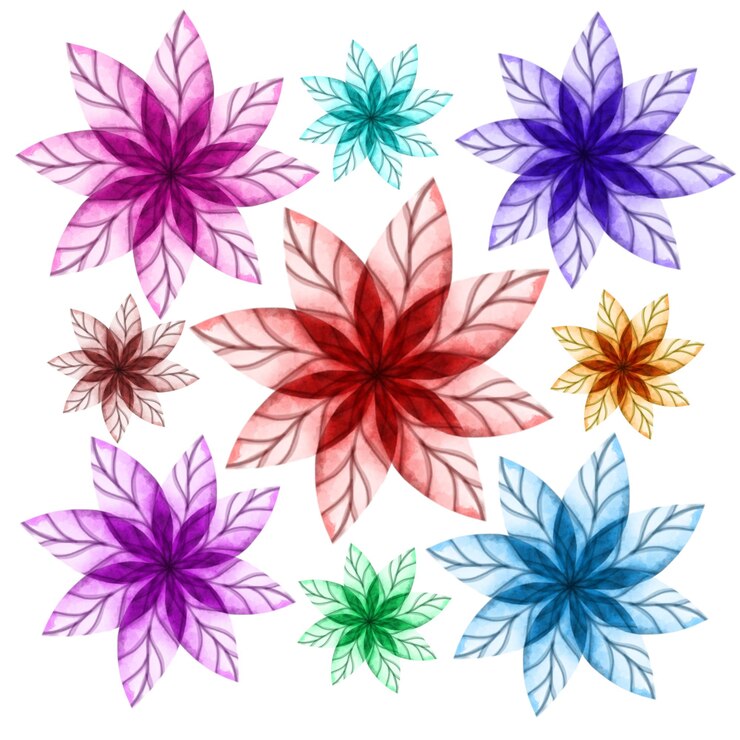 PSD desenho à mão de flores coloridas em aquarela
