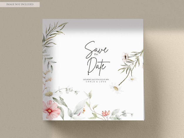 PSD desenho à mão elegante, convite de casamento e aquarela design floral