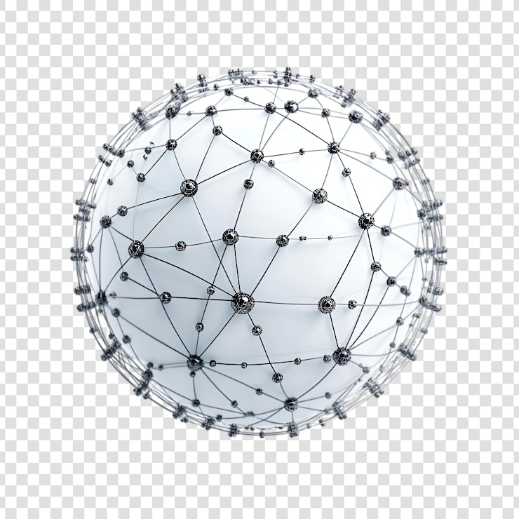 PSD desenho abstrato de rede de esferas 3d em um fundo transparente