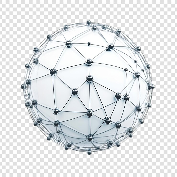 PSD desenho abstrato de rede de esferas 3d em um fundo transparente