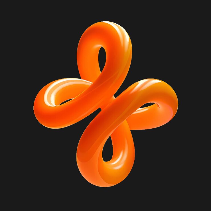 PSD desenho abstrato renderizado em 3d em forma de loop laranja