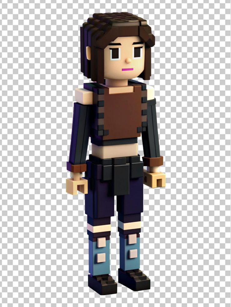 PSD desenho animado 3d de 8 bits de grayson em blusa de corpo inteiro