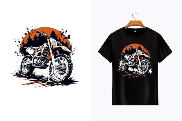 PSD desenho animado de bicicleta de sujeira extrema de vetor ilustração vetorial de camiseta de motociclista