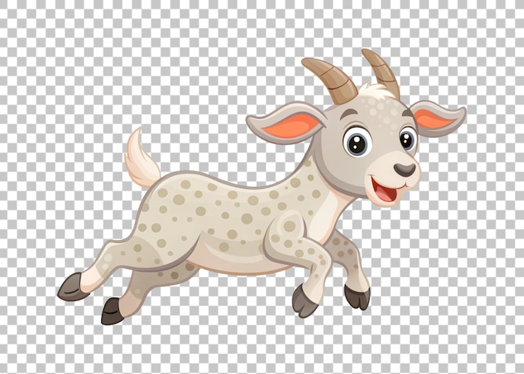 PSD desenho animado de cabra em fundo transparente
