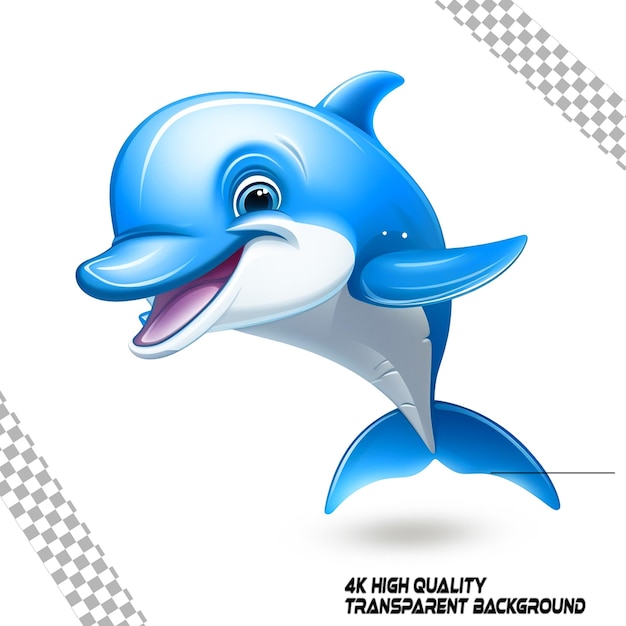 Desenho animado de golfinho engraçado sem qualquer objeto sem fundo transparente