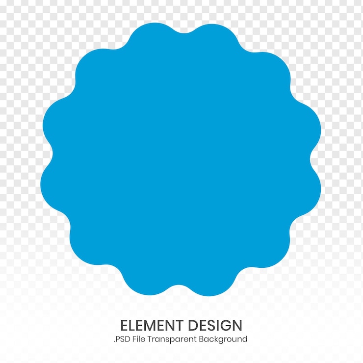 PSD desenho azul em forma de flor circular para forma em branco verificada