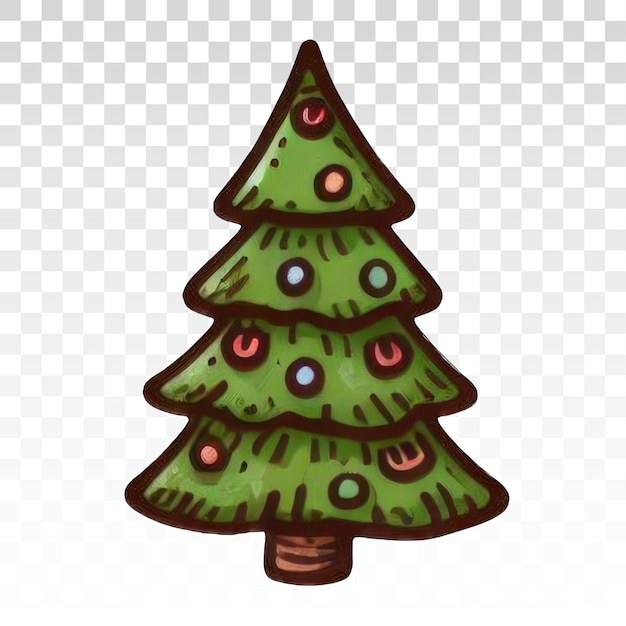 PSD desenho colorido de árvore de natal