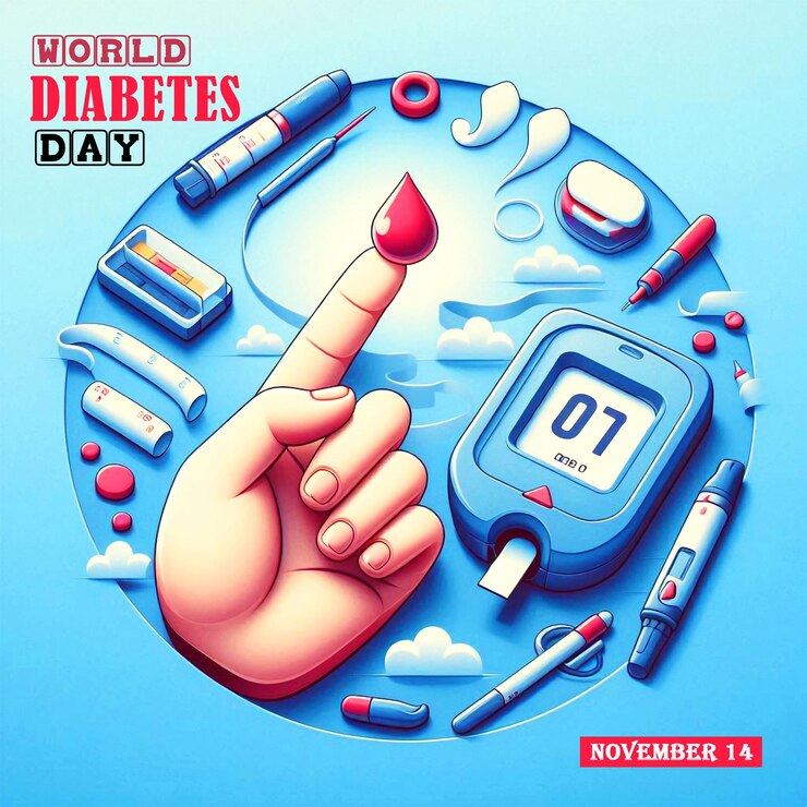Desenho conceitual do logotipo do Dia Mundial da Diabetes