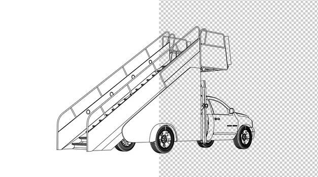 Desenho da mão do caminhão e esboço preto e branco.