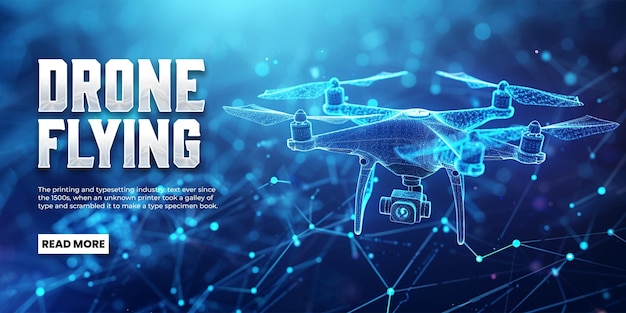 Desenho da página de aterragem de drones voadores