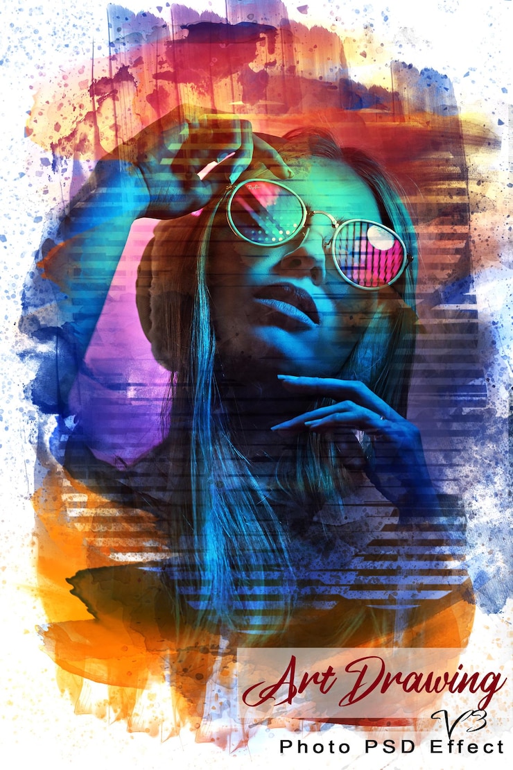 PSD desenho de arte v3 efeito psd de foto