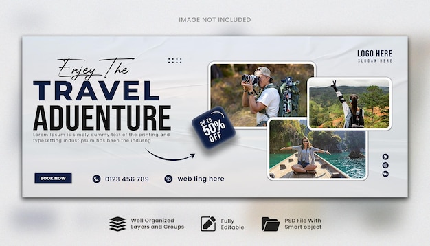 Desenho de banner de cobertura de viagens e turismo ou modelo de banner web