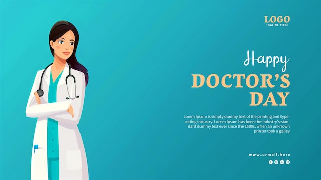 Desenho de banner de cuidados de saúde médicos do Dia Internacional do Doutor