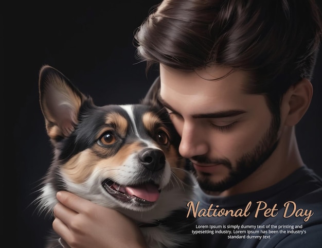 PSD desenho de banner do dia nacional dos animais de coração