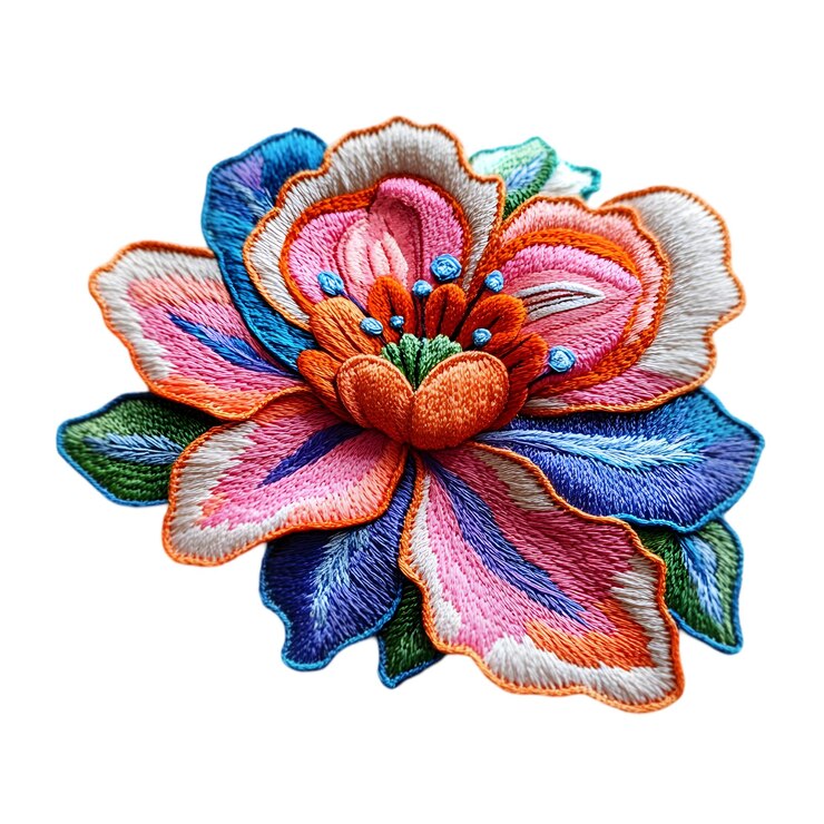 PSD desenho de bordados florais coloridos ilustração de padrões florais decorativos intrincados