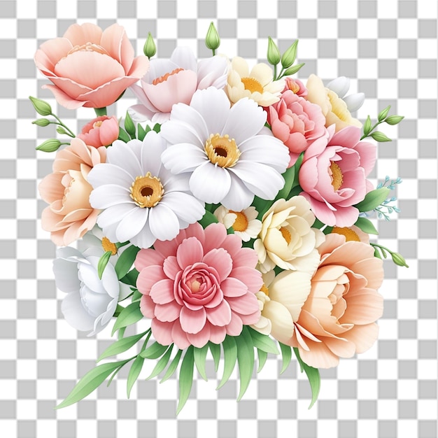 PSD desenho de buquê de flores de fundo transparente