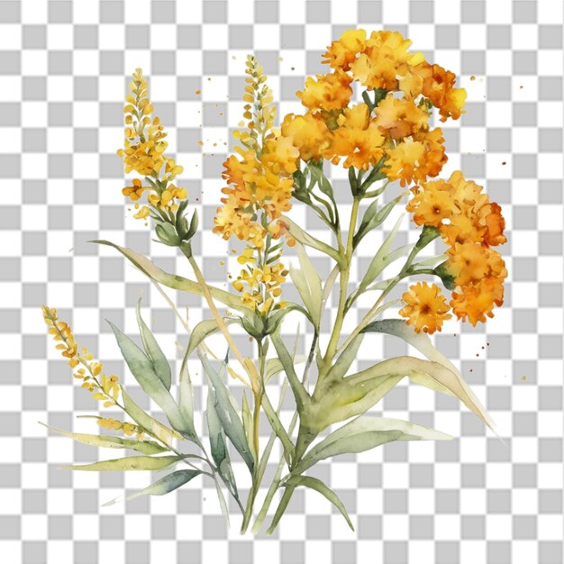 PSD desenho de buquê de flores de margarida em aquarela em fundo transparente