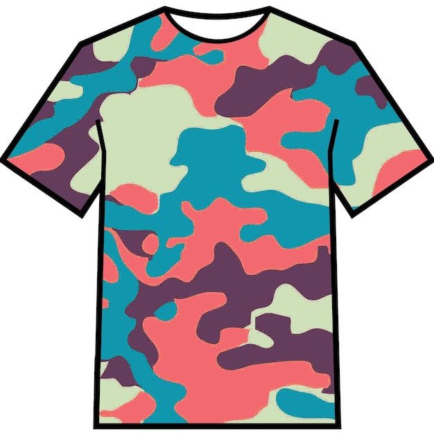 Desenho de camiseta com camuflagem de padrão