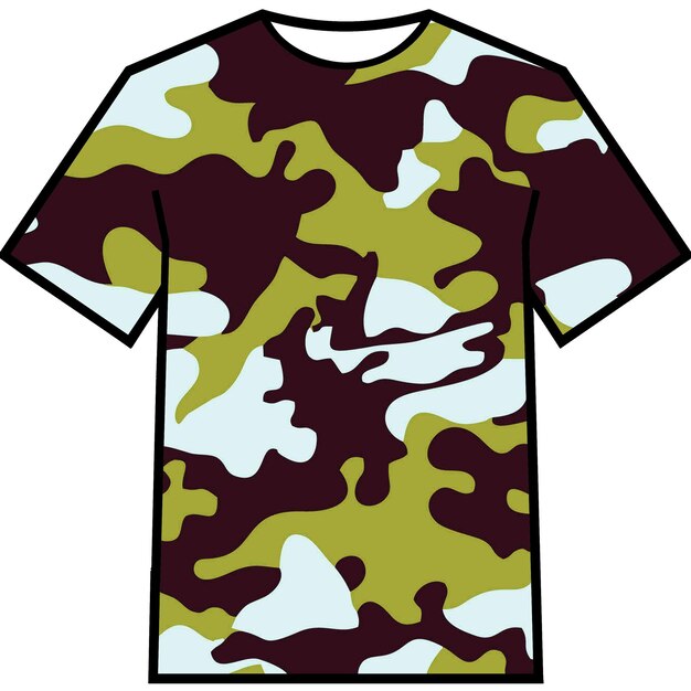 PSD desenho de camiseta com camuflagem de padrão