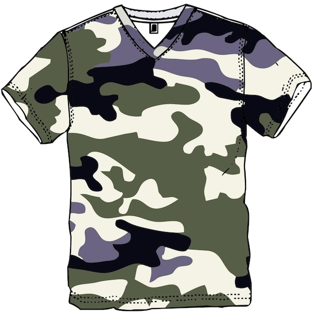 PSD desenho de camiseta com camuflagem de padrão