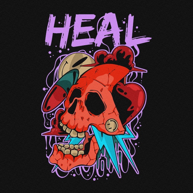 desenho de camiseta com tema de crânio