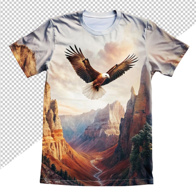 PSD desenho de camiseta de águia em fundo transparente