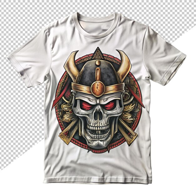 PSD desenho de camiseta samurai em fundo transparente