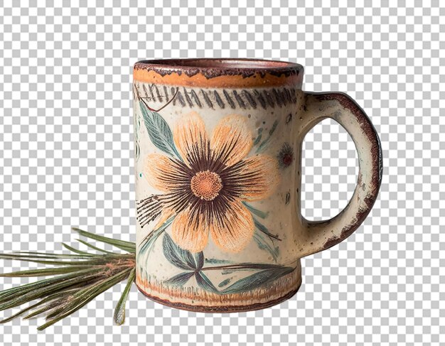 PSD desenho de caneca de flores rústica