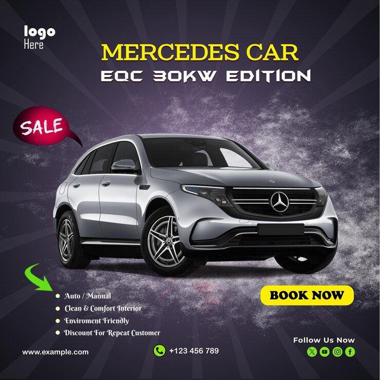 Desenho de cartaz da Mercedes EQC 30kw Edition